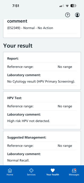 Smear results normal