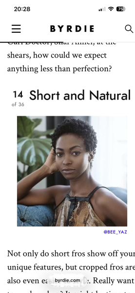 Very short natural hair