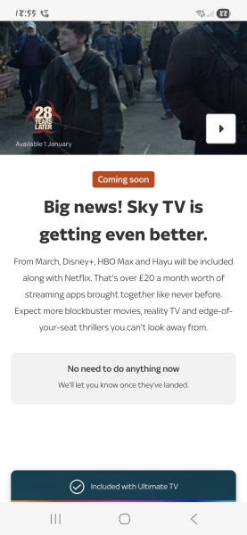 To tell you that Sky have announced that they will offer: Netflix, HBO Max, HayU and Disney+ as one package, from March-ish.