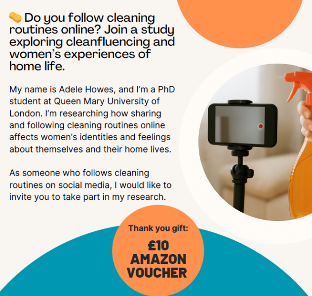 Do you follow cleaning content on Instagram, TikTok or YouTube? Take part in a PhD study – £10 Amazon voucher offered