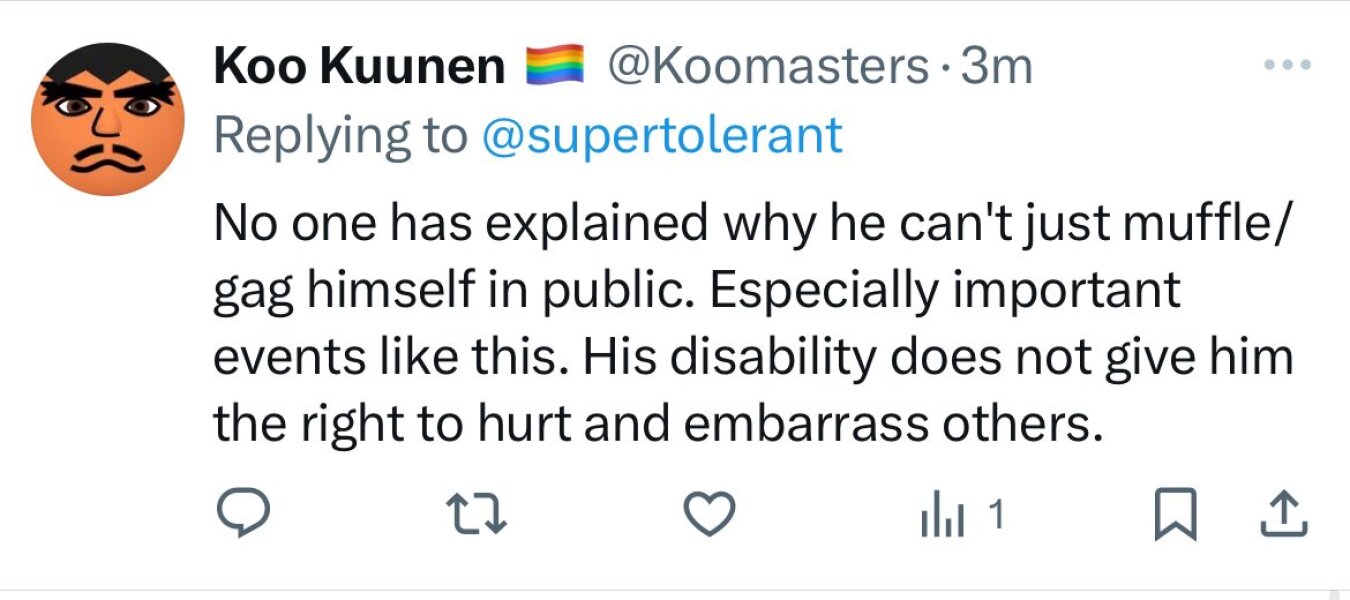 John Davison BAFTA Tourette’s incident and competing rights