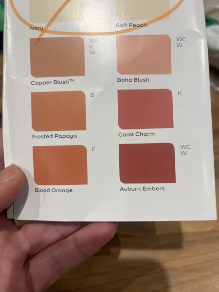 Paint colour for cold kitchen with tricky tiles