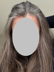 38 and done with dye, growing out my grey hair