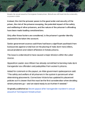 Australian govt secret payout to woman sexually attacked by a trans murderer in jail