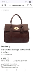 Ebay verification for Mulberry bag