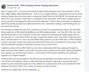 Thread 25 : To feel disappointed - and disgusted and vindicated now too - after reading this in The Observer about the author and her husband from The Salt Path book and film?