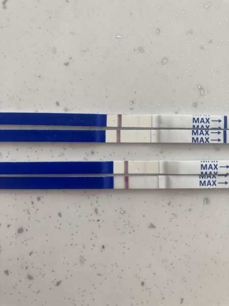 Faint positive at 8 to 9 DPO, line appears within 5 minutes