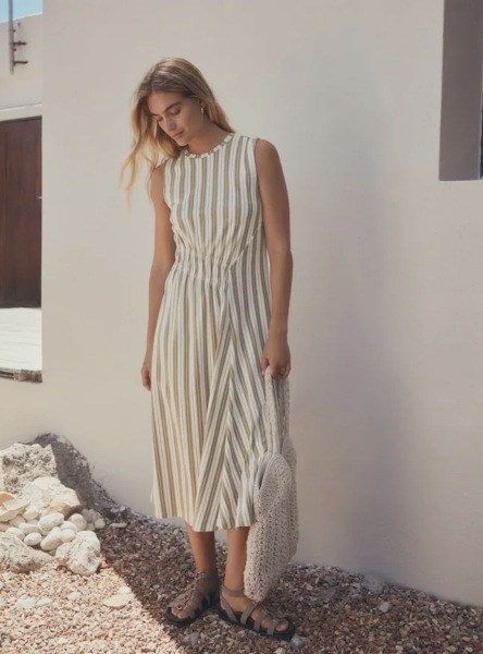 Knee length summer dresses with waist tie or elastic. Not clingy!