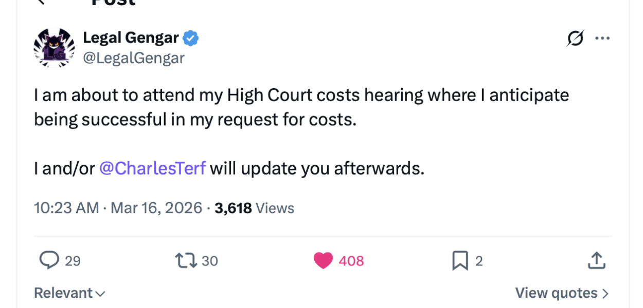 Hayden v Heath (LegalGengar) 21st November