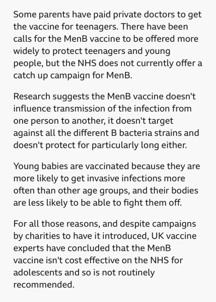 Should 17-18 year olds get a catch-up MenB vaccine before university?