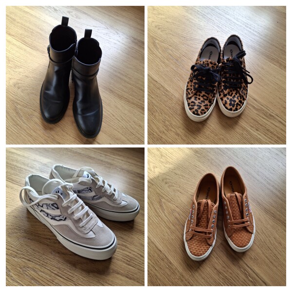Footwear for mid-range spring capsule wardrobe for 50-something pear