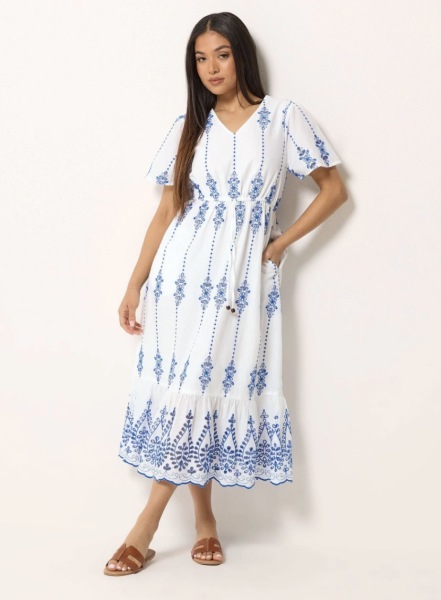 Knee length summer dresses with waist tie or elastic. Not clingy!