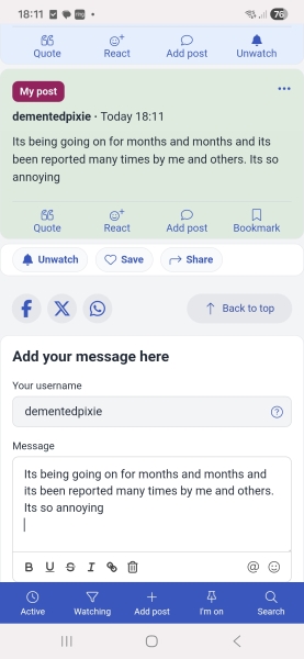 Anyone else getting previous post text auto-filled in next message box?