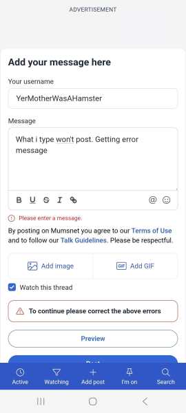 Can't comment on threads