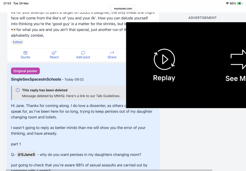 Large video adverts covering screen