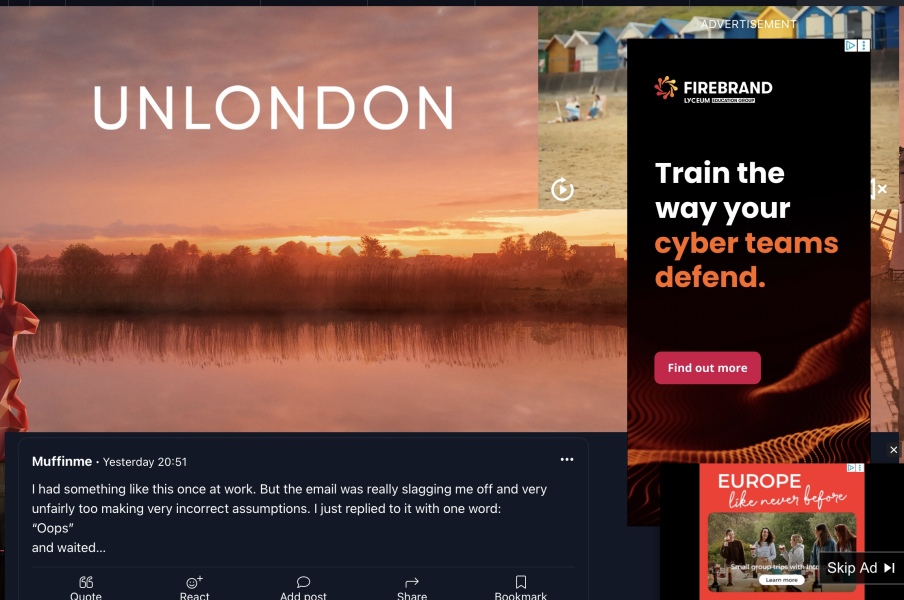 UNLONDON ad causing slow loading and glitching?