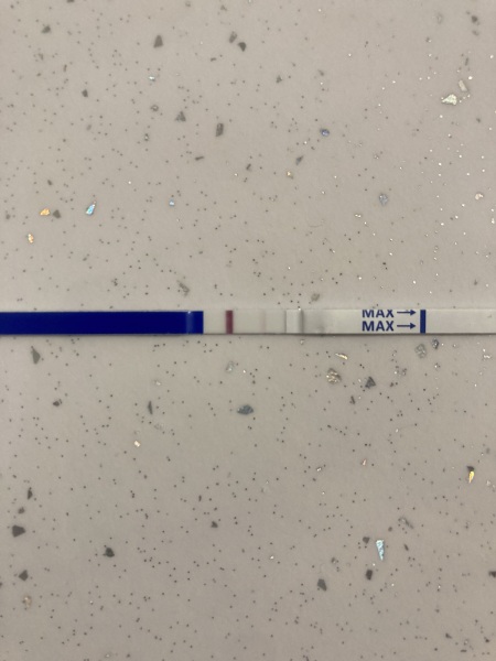 Faint positive at 8 to 9 DPO, line appears within 5 minutes