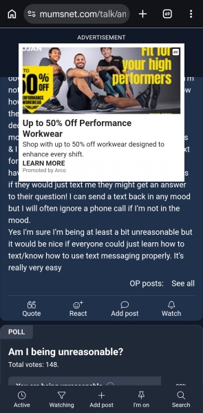 Pop up ad covering thread