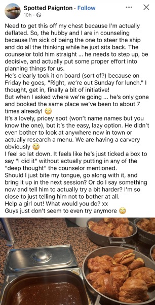 Shall I just go to the restaurant my DH booked or say something?