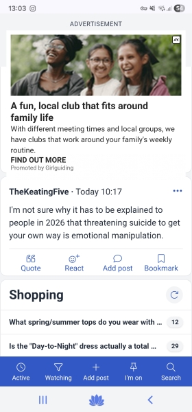Pop up ad covering thread