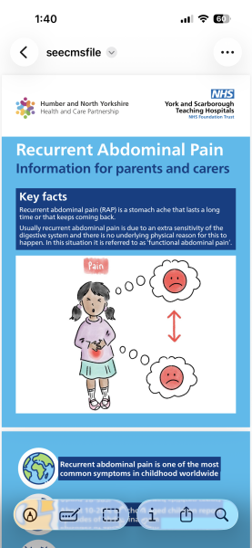 Any GP’s?  Child tummy aches