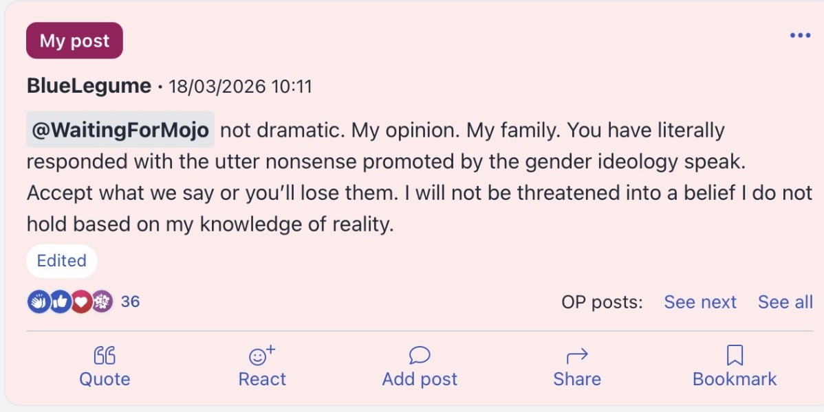 Adult daughter dating trans-identified male, struggling to navigate family concerns