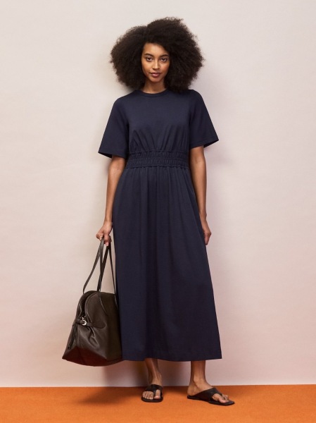 Knee length summer dresses with waist tie or elastic. Not clingy!