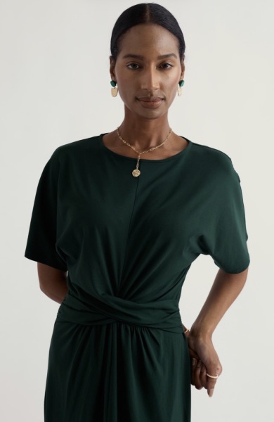 Knee length summer dresses with waist tie or elastic. Not clingy!