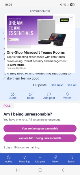 Pop up ad covering thread