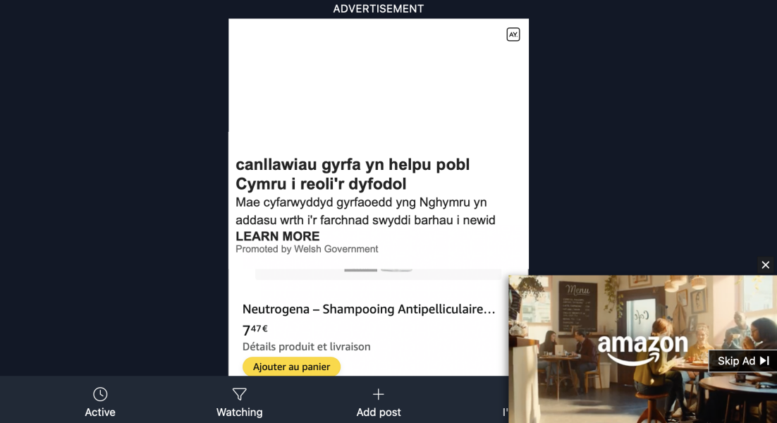 Pop up ad covering thread