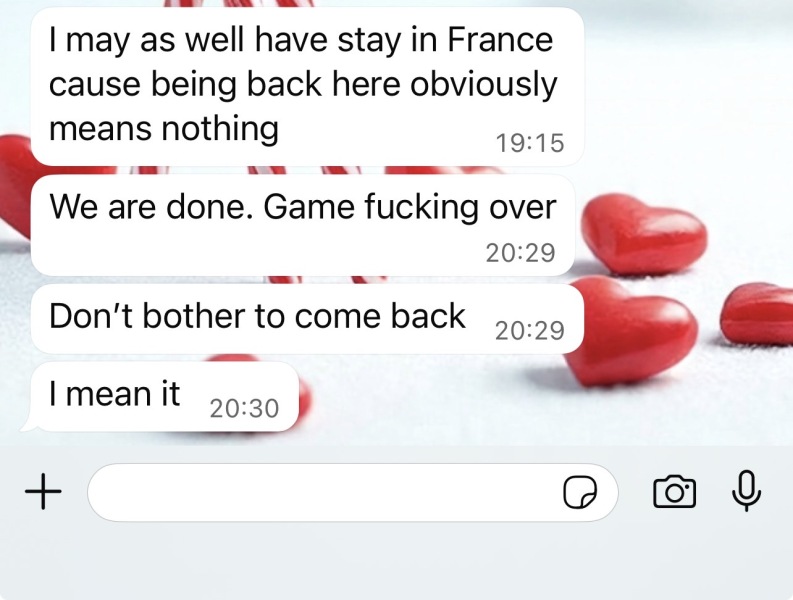 DH angry with me following work trip
