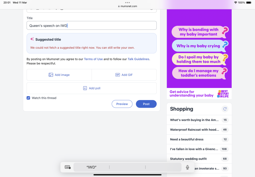 New feature: suggested thread titles when posting