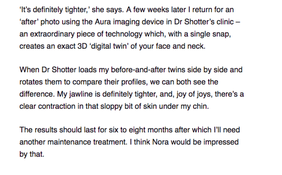 Anyone know what the woman on today's Daily Mail said she did to get rid of her turkey neck in 15 mins?