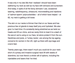 Anyone know what the woman on today's Daily Mail said she did to get rid of her turkey neck in 15 mins?