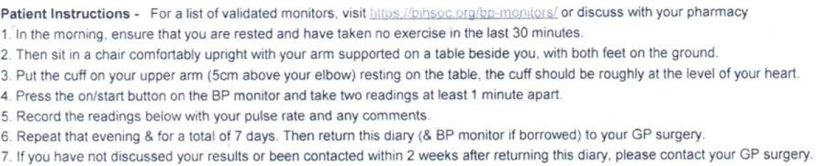 How to take home blood pressure readings