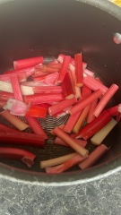 Meringue/forced rhubarb