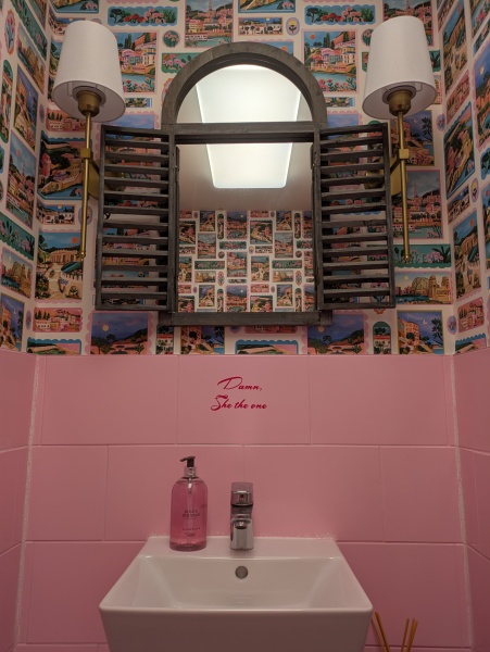 To ask to see your downstairs toilet wallpaper?