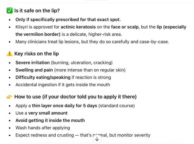 Dermatology advice: prescribed treatment but leaflet says not in this case