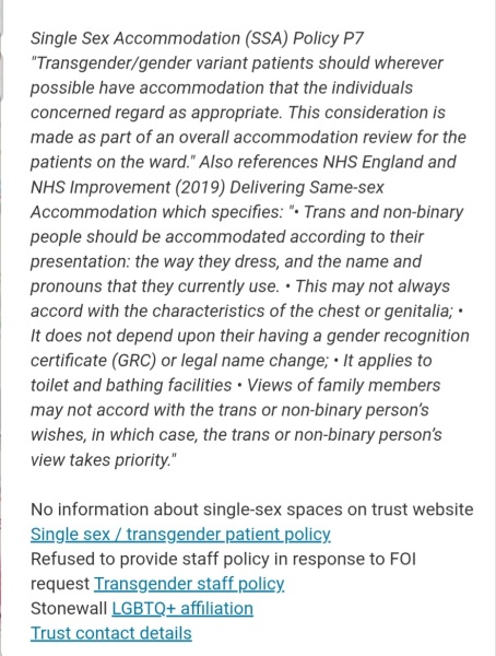 SEENinHealth Interactive Map of (unlawful) NHS single sex and trans self ID policies for whole of UK - check out your Trust and find template letters to call for the return of lawfulness to the NHS!