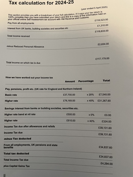 No longer filing self assessment but still liable for extra tax?
