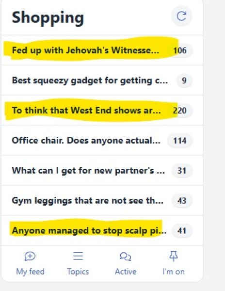 Why is the shopping trending list still showing unrelated threads?