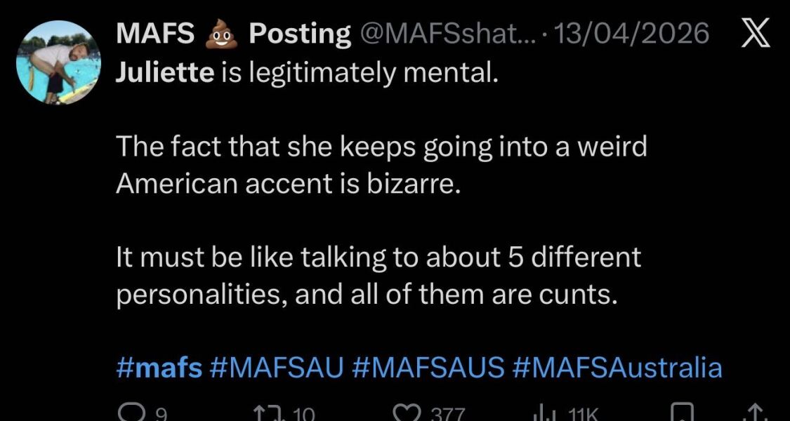 MAFSAUS#13 NO SPOILERS Fingers, mingers and zingers, get your pecs out for the lasses if you can get over THE HURT