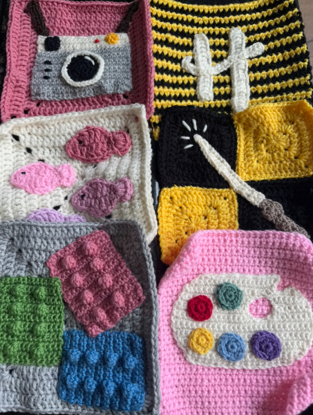 Part 2. Our blanket making for lovely waffle heads into its final stages.