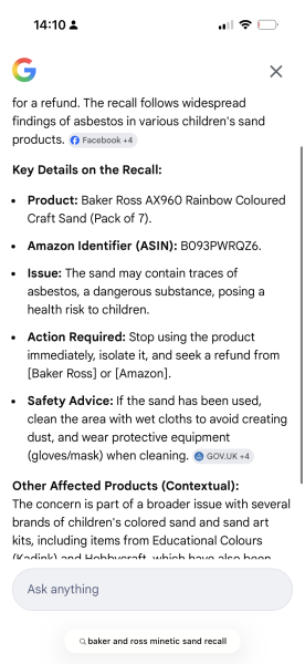 Asbestos in child’s toys