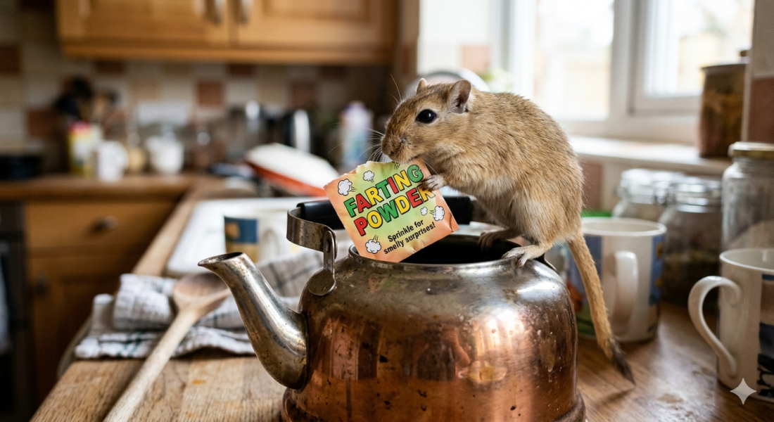 Touchdown at the Newest Bluestocking Inn. Pudding, cups of tea, the vegetable garden coming into its own, and gerbils beautiful gerbils all furry.