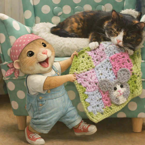 Part 2. Our blanket making for lovely waffle heads into its final stages.