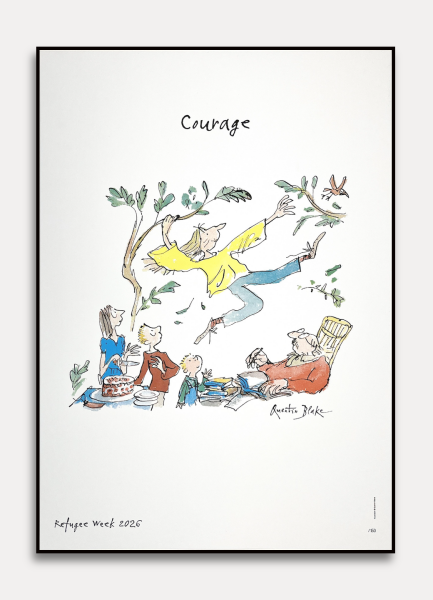 Limited edition Quentin Blake poster supporting Counterpoints Arts and Refugee Week