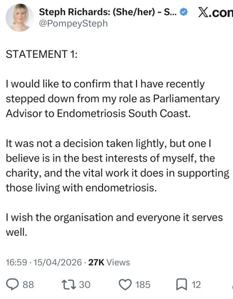 Steph Richards (TIM) again appointed to a position at endometriosis charity