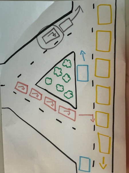 AIBU to think CF right-turners should not use the left-turn queue? DIAGRAM INCLUDED.