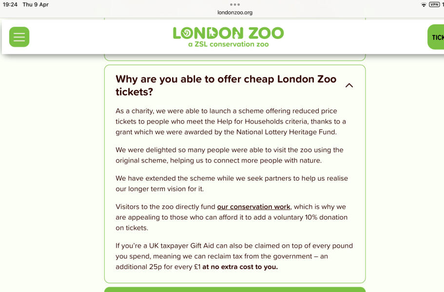 Irritated that families on UC get heavily discounted entry